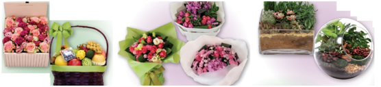 LOHAS Florist推出多款不同類型的花藝產品，括典雅花束、精美盆栽以及節慶花、果籃等等